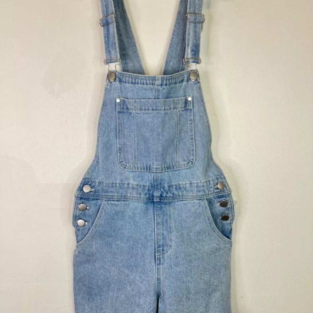 Abound Overall Shortall Light Denim Frayed Shorts Women's Medium NWT minion